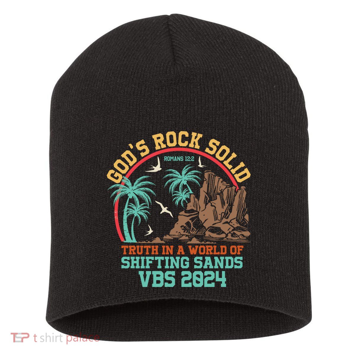 GodS Rock Solid Truth In A World Of Shifting Sands Vacation Short Acrylic Beanie