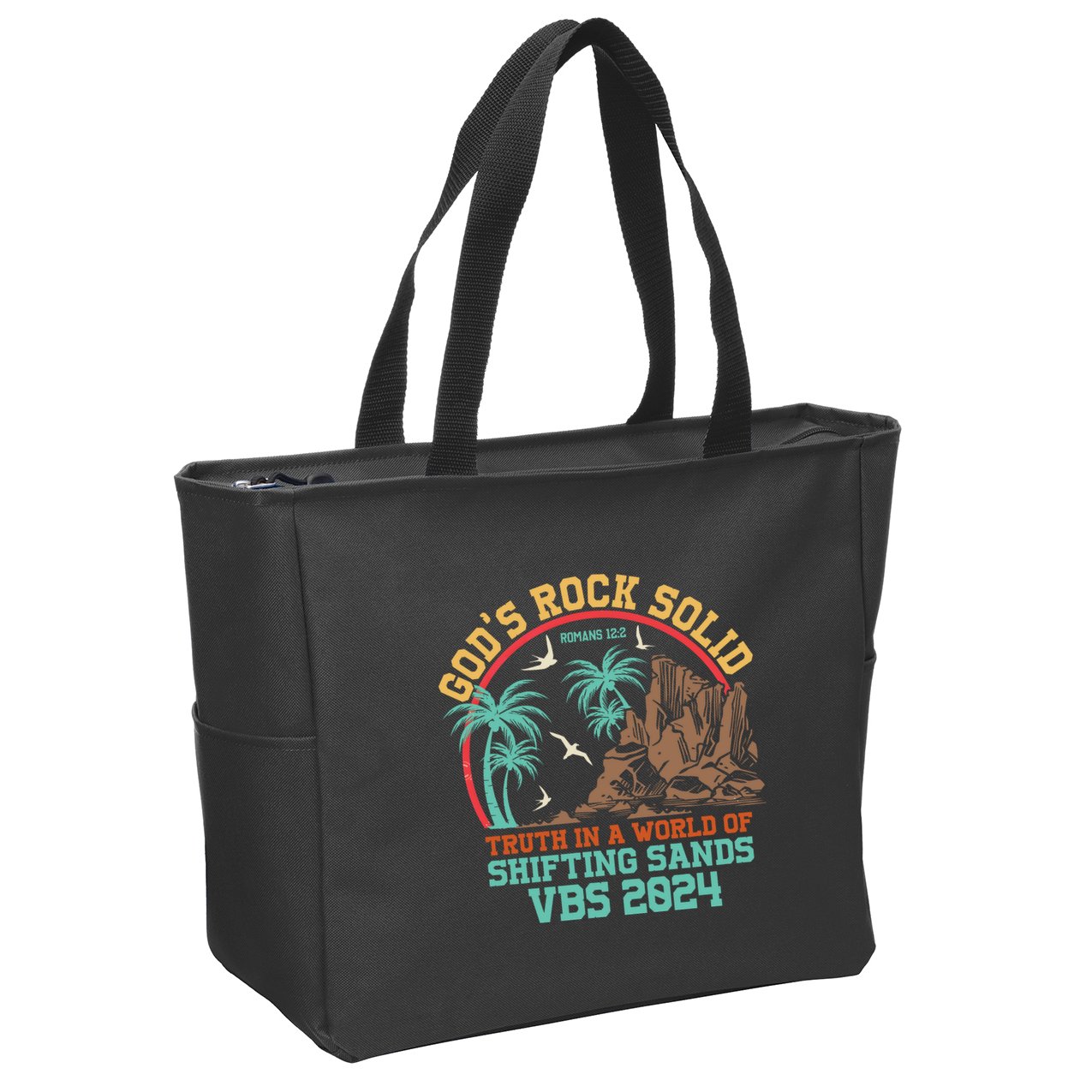 GodS Rock Solid Truth In A World Of Shifting Sands Vacation Zip Tote Bag