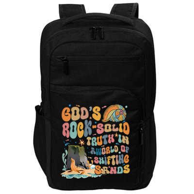 GodS Rock Solid Breaker Rock Beach Vbs 2024 Christian Gift Impact Tech Backpack