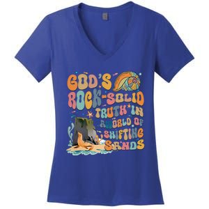 GodS Rock Solid Breaker Rock Beach Vbs 2024 Christian Gift Women's V-Neck T-Shirt