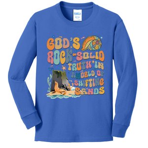 GodS Rock Solid Breaker Rock Beach Vbs 2024 Christian Gift Kids Long Sleeve Shirt