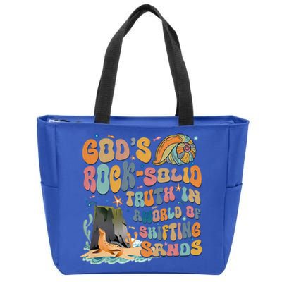 GodS Rock Solid Breaker Rock Beach Vbs 2024 Christian Gift Zip Tote Bag