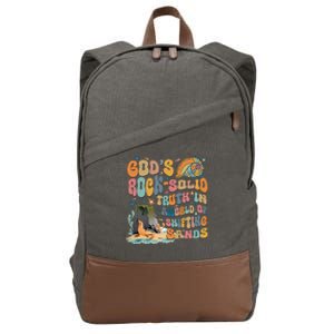 GodS Rock Solid Breaker Rock Beach Vbs 2024 Christian Gift Cotton Canvas Backpack