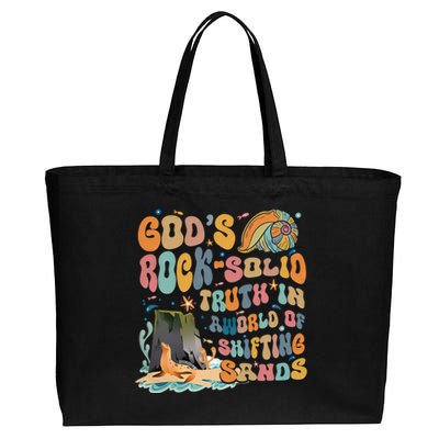 GodS Rock Solid Breaker Rock Beach Vbs 2024 Christian Gift Cotton Canvas Jumbo Tote