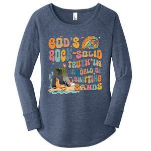 GodS Rock Solid Breaker Rock Beach Vbs 2024 Christian Gift Women's Perfect Tri Tunic Long Sleeve Shirt