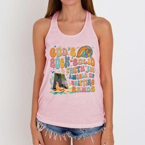 GodS Rock Solid Breaker Rock Beach Vbs 2024 Christian Gift Women's Knotted Racerback Tank