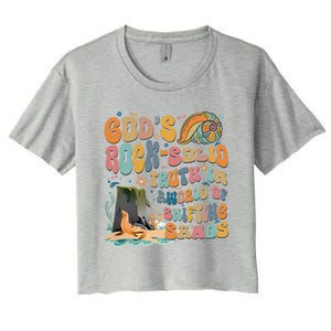 GodS Rock Solid Breaker Rock Beach Vbs 2024 Christian Gift Women's Crop Top Tee