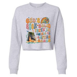 GodS Rock Solid Breaker Rock Beach Vbs 2024 Christian Gift Cropped Pullover Crew