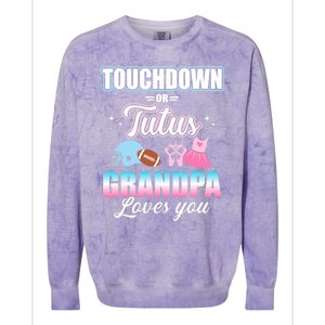 Gender Reveal Touchdowns Tutus Grandpa Matching Baby Party Colorblast Crewneck Sweatshirt