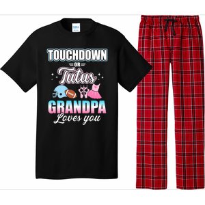 Gender Reveal Touchdowns Tutus Grandpa Matching Baby Party Pajama Set