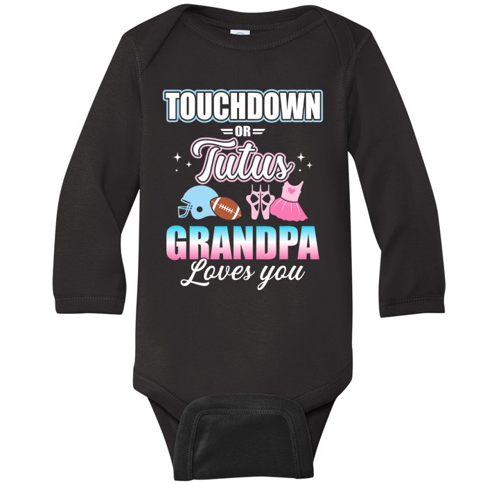 Gender Reveal Touchdowns Tutus Grandpa Matching Baby Party Baby Long Sleeve Bodysuit