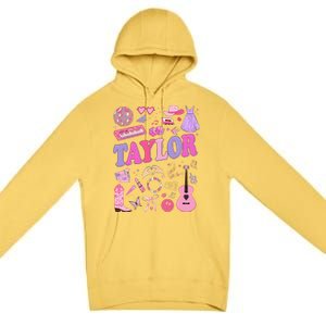 Girl Retro Taylor First Name Personalized Groovy 70S 80S Premium Pullover Hoodie