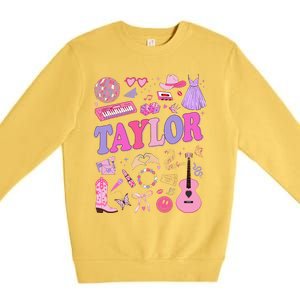 Girl Retro Taylor First Name Personalized Groovy 70S 80S Premium Crewneck Sweatshirt