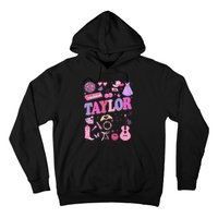 Girl Retro Taylor First Name Personalized Groovy 70S 80S Hoodie