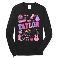 Girl Retro Taylor First Name Personalized Groovy 70S 80S Long Sleeve Shirt