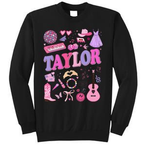 Girl Retro Taylor First Name Personalized Groovy 70S 80S Sweatshirt