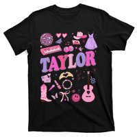 Girl Retro Taylor First Name Personalized Groovy 70S 80S T-Shirt