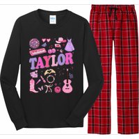 Girl Retro Taylor First Name Personalized Groovy 70S 80S Long Sleeve Pajama Set