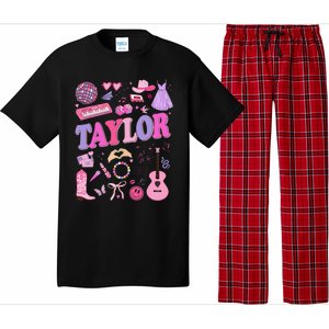 Girl Retro Taylor First Name Personalized Groovy 70S 80S Pajama Set