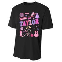 Girl Retro Taylor First Name Personalized Groovy 70S 80S Performance Sprint T-Shirt