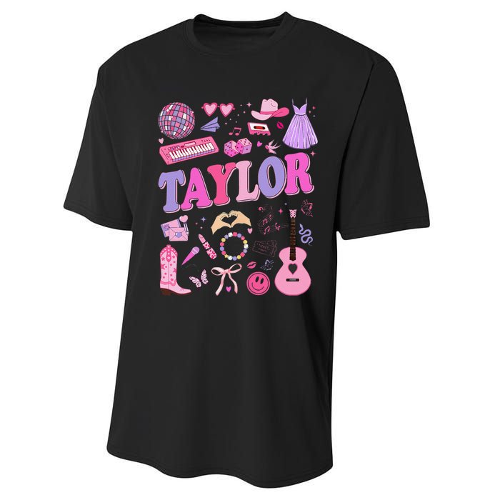 Girl Retro Taylor First Name Personalized Groovy 70S 80S Performance Sprint T-Shirt