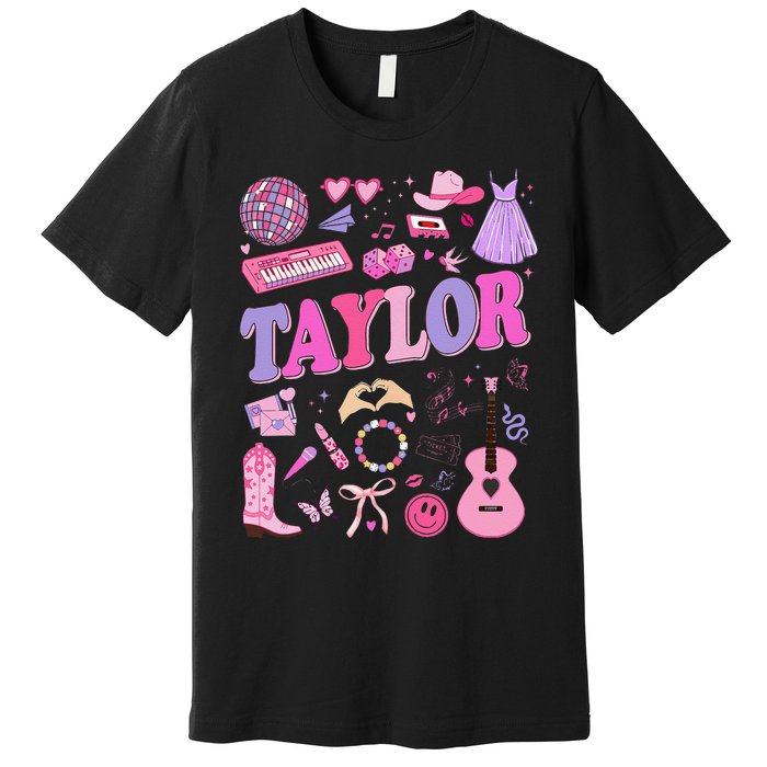 Girl Retro Taylor First Name Personalized Groovy 70S 80S Premium T-Shirt