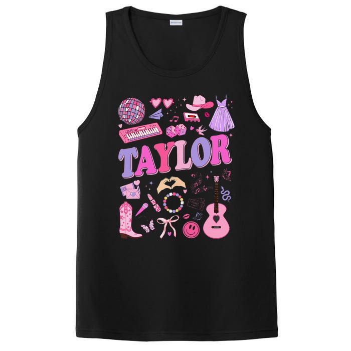 Girl Retro Taylor First Name Personalized Groovy 70S 80S PosiCharge Competitor Tank