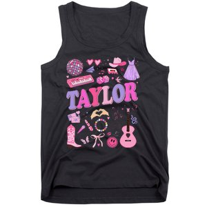 Girl Retro Taylor First Name Personalized Groovy 70S 80S Tank Top