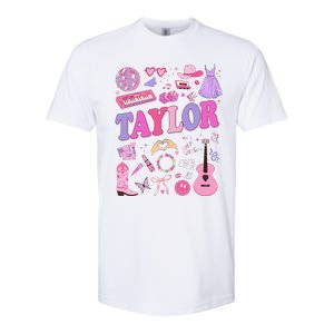 Girl Retro Taylor First Name Personalized Groovy 70S 80S Softstyle CVC T-Shirt