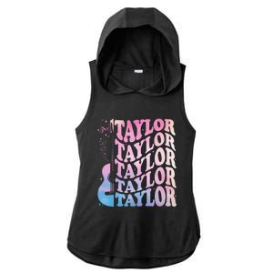 Girl Retro Taylor First Name Personalized Groovy 80s Ladies PosiCharge Tri-Blend Wicking Draft Hoodie Tank