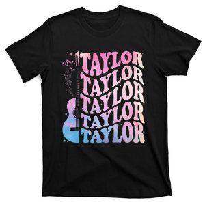 Girl Retro Taylor First Name Personalized Groovy 80s T-Shirt