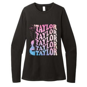 Girl Retro Taylor First Name Personalized Groovy 80s Womens CVC Long Sleeve Shirt