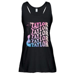 Girl Retro Taylor First Name Personalized Groovy 80s Ladies Essential Flowy Tank