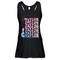 Girl Retro Taylor First Name Personalized Groovy 80s Ladies Essential Flowy Tank