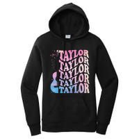 Girl Retro Taylor First Name Personalized Groovy 80s Women's Pullover Hoodie