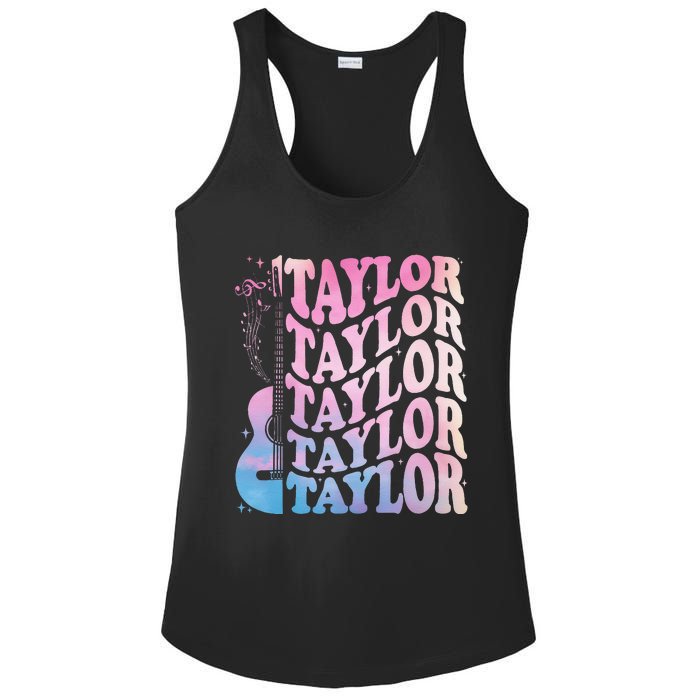 Girl Retro Taylor First Name Personalized Groovy 80s Ladies PosiCharge Competitor Racerback Tank