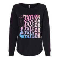 Girl Retro Taylor First Name Personalized Groovy 80s Womens California Wash Sweatshirt