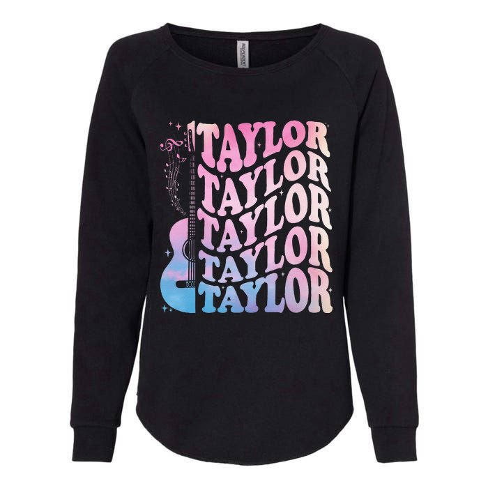 Girl Retro Taylor First Name Personalized Groovy 80s Womens California Wash Sweatshirt