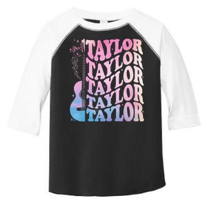 Girl Retro Taylor First Name Personalized Groovy 80s Toddler Fine Jersey T-Shirt