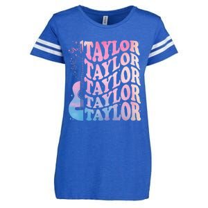 Girl Retro Taylor First Name Personalized Groovy 80s Enza Ladies Jersey Football T-Shirt