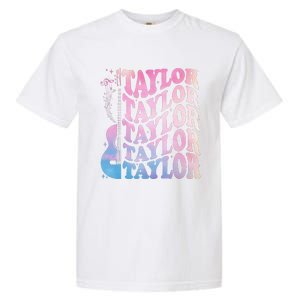 Girl Retro Taylor First Name Personalized Groovy 80s Garment-Dyed Heavyweight T-Shirt