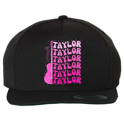 Girl Retro Taylor First Name Personalized Birthday Groovy Wool Snapback Cap