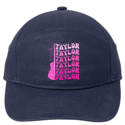 Girl Retro Taylor First Name Personalized Birthday Groovy 7-Panel Snapback Hat