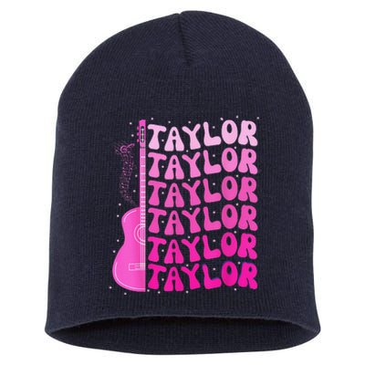 Girl Retro Taylor First Name Personalized Birthday Groovy Short Acrylic Beanie