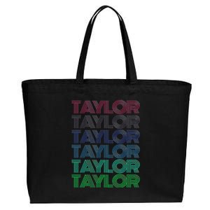 Girl Retro Taylor First Name Personalized Groovy 80S Pink Cotton Canvas Jumbo Tote