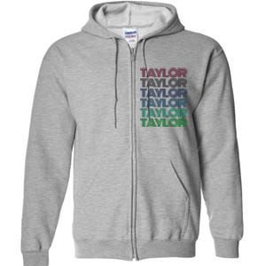 Girl Retro Taylor First Name Personalized Groovy 80S Pink Full Zip Hoodie