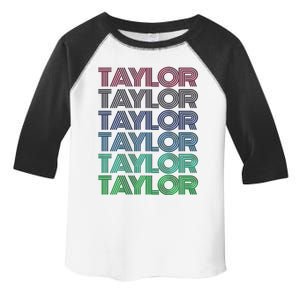 Girl Retro Taylor First Name Personalized Groovy 80S Pink Toddler Fine Jersey T-Shirt