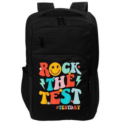 Groovy Rock The Test Testing Day Motivational Students Impact Tech Backpack