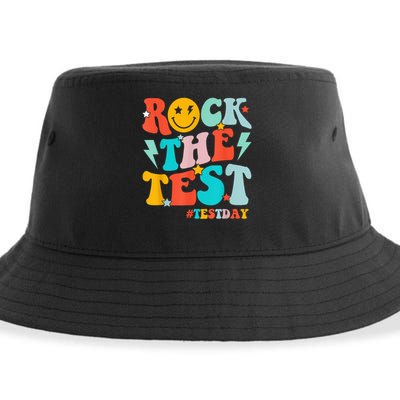 Groovy Rock The Test Testing Day Motivational Students Sustainable Bucket Hat