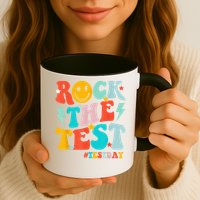 Groovy Rock The Test Testing Day Motivational Students Mug